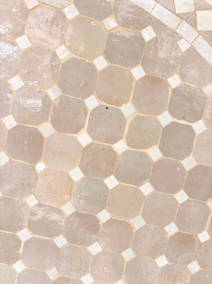 48" Beige Zellige Mosaic Table Top