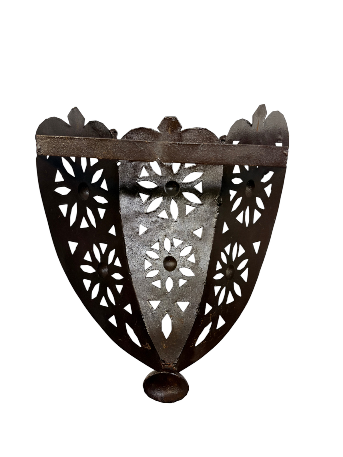 Pierced Iron Wall Sconce with Floral Design