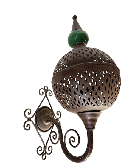 Moroccan Wall Sconce with Metal and Ceramic Ball