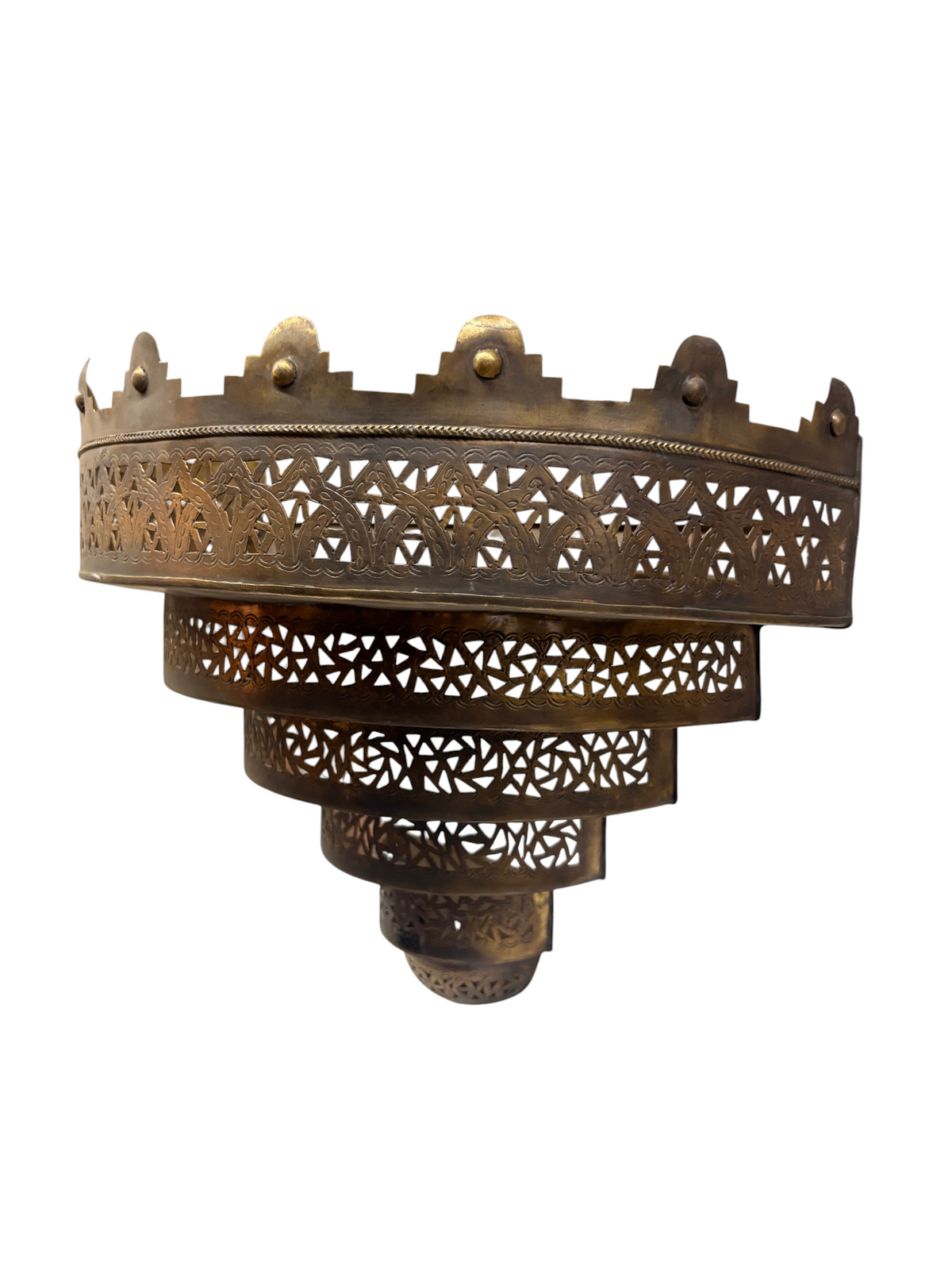 Brass and Silver Wall Sconce with Upside Down Cake Design