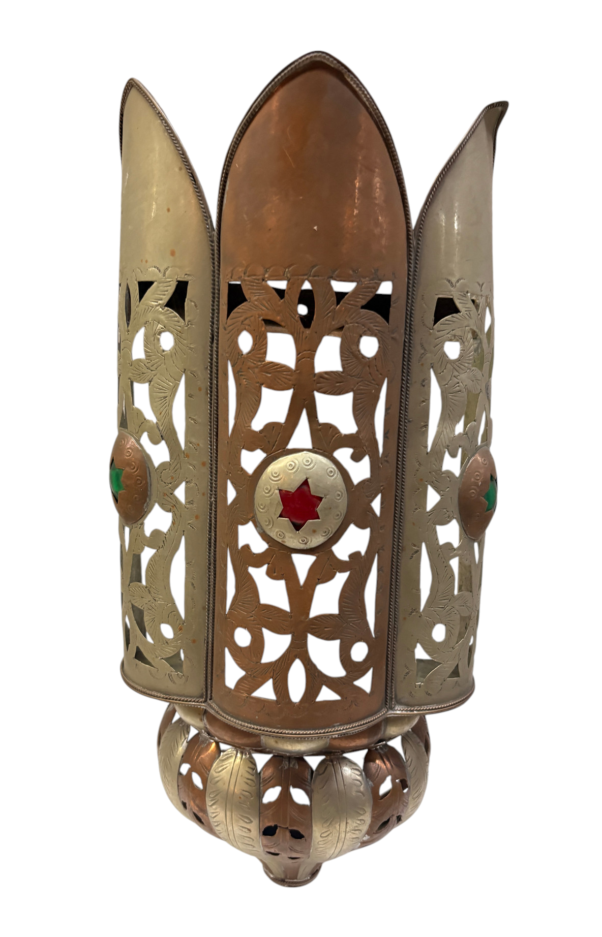 Two-Tone Brass and Copper Crown Sconce
