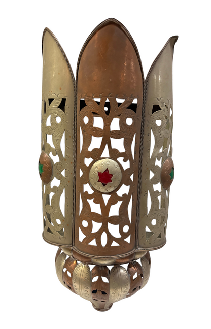 Two-Tone Brass and Copper Crown Sconce