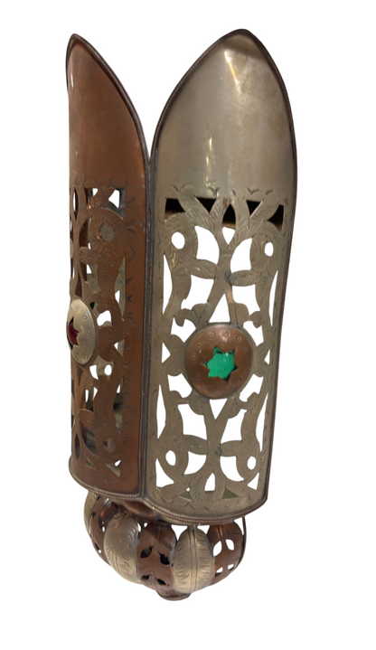 Two-Tone Brass and Copper Crown Sconce