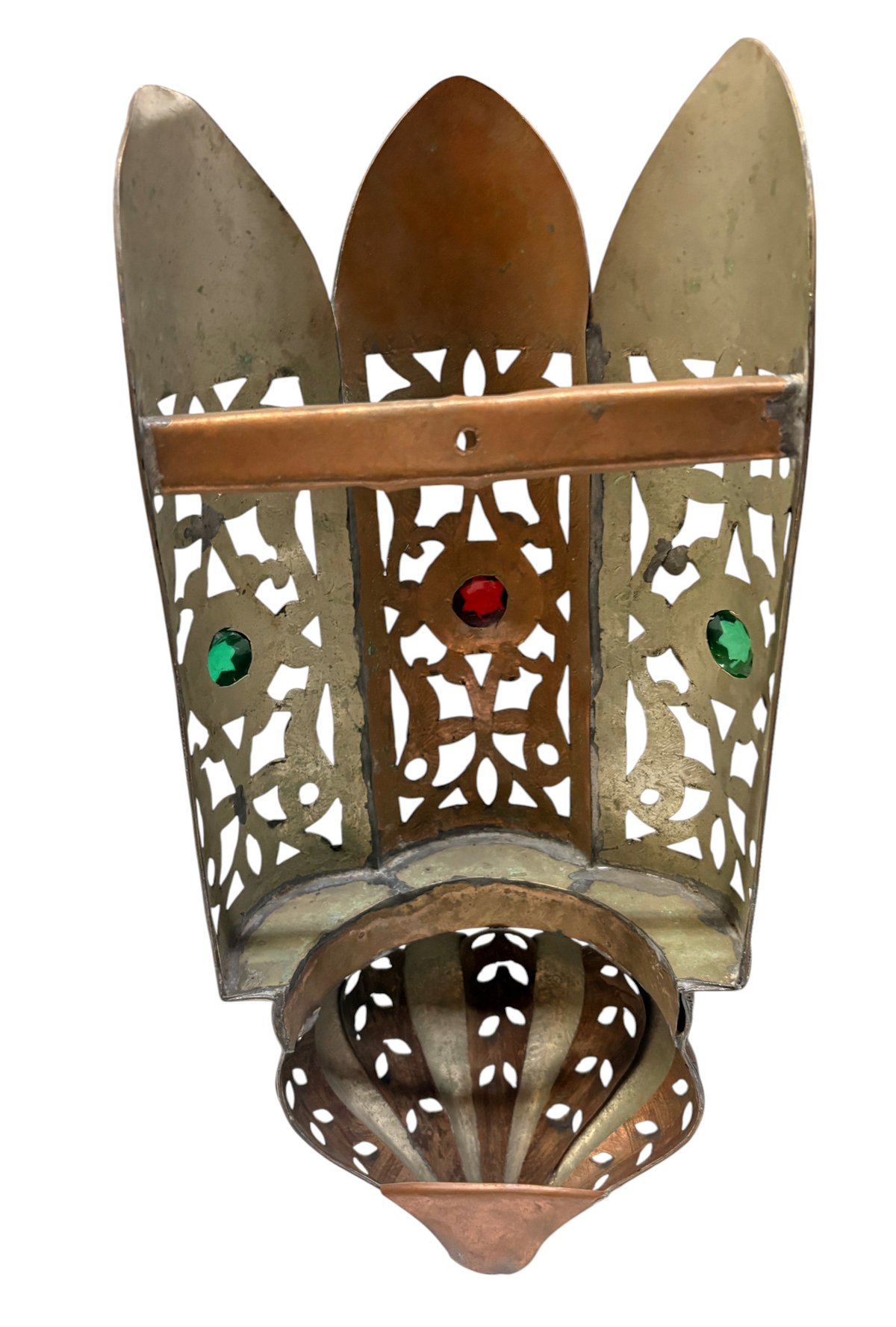 Two-Tone Brass and Copper Crown Sconce