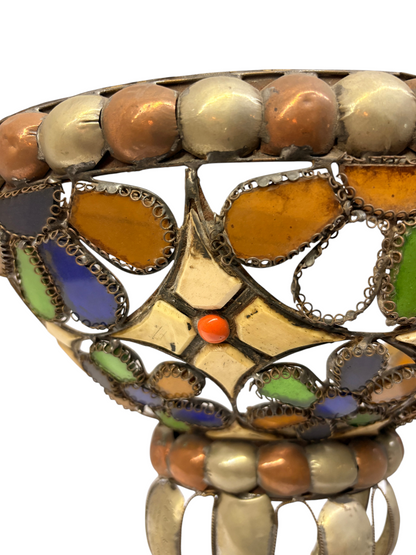 Bone and Stained Glass Basket Sconce