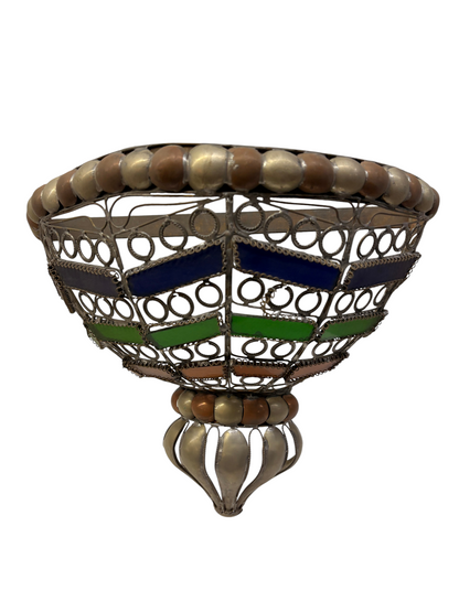 Open Ring and Stained Glass Basket Sconce