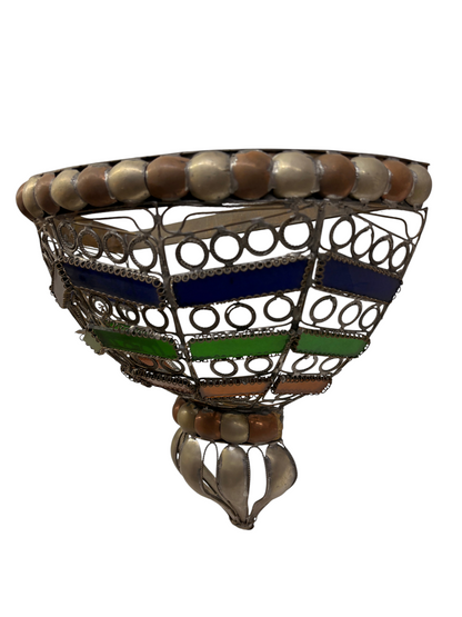 Open Ring and Stained Glass Basket Sconce