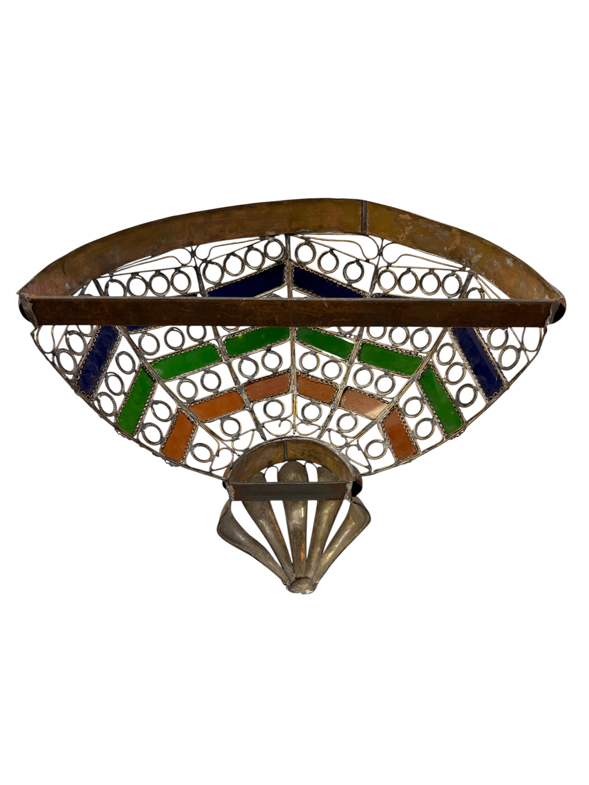 Open Ring and Stained Glass Basket Sconce