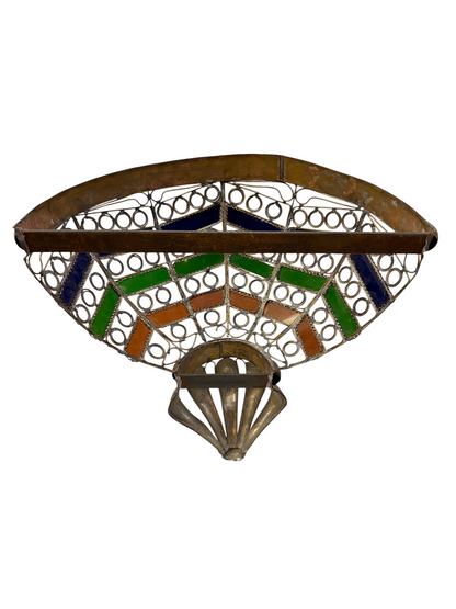 Open Ring and Stained Glass Basket Sconce