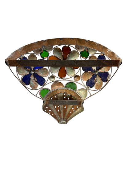 Silver-Plated Brass Flower Basket Sconce