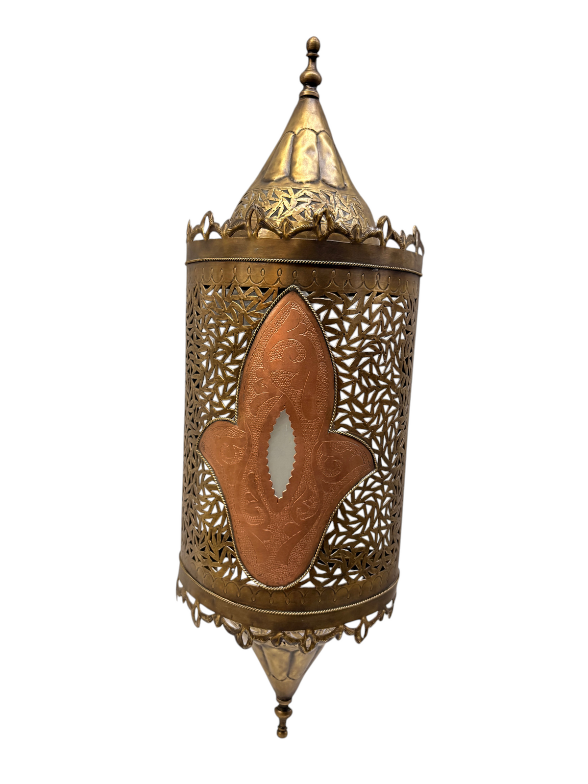 Brass Lantern Sconce with Glass Center