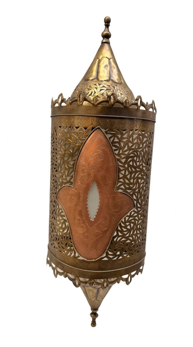 Brass Lantern Sconce with Glass Center