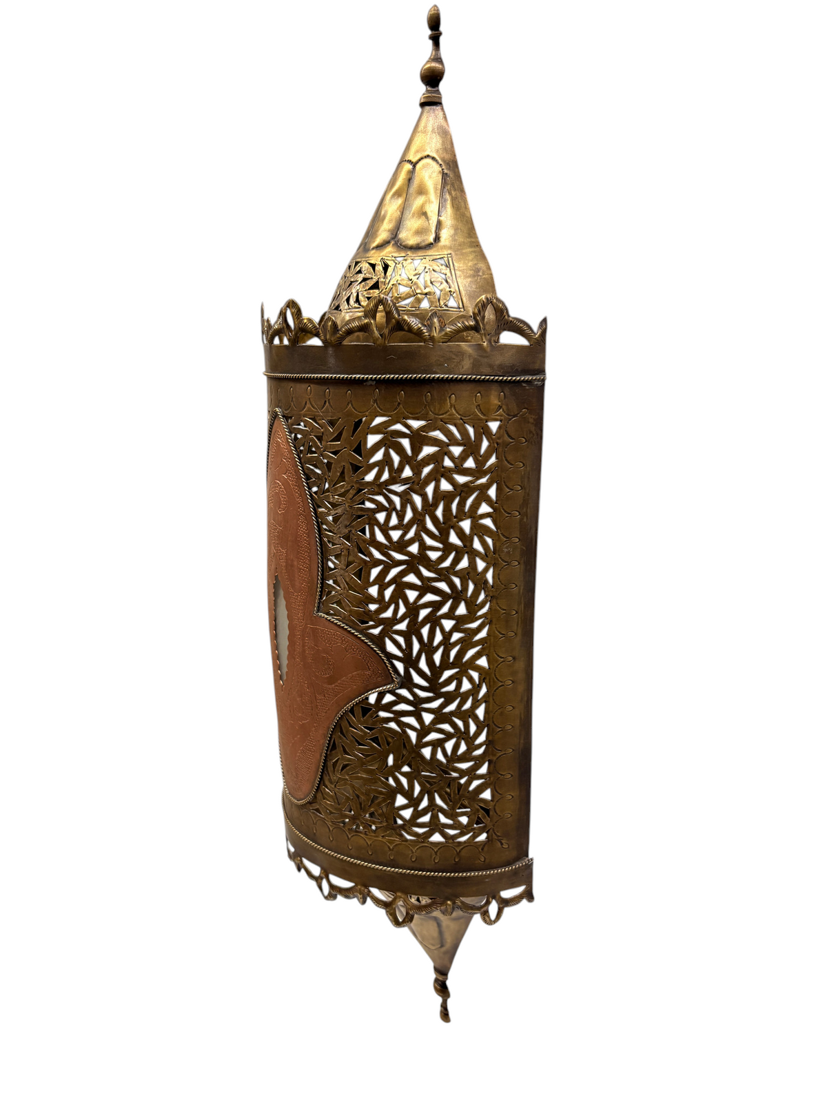 Brass Lantern Sconce with Glass Center