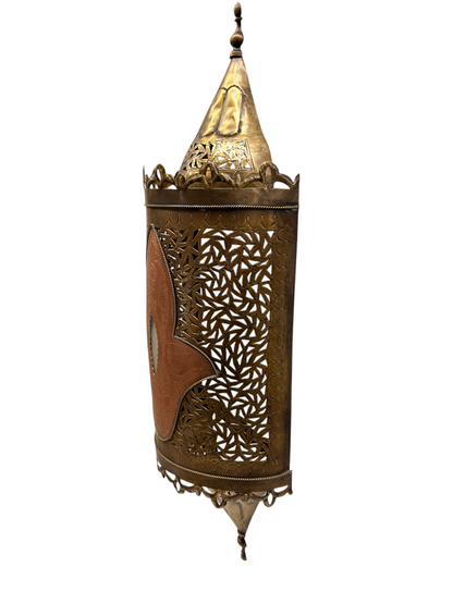 Brass Lantern Sconce with Glass Center