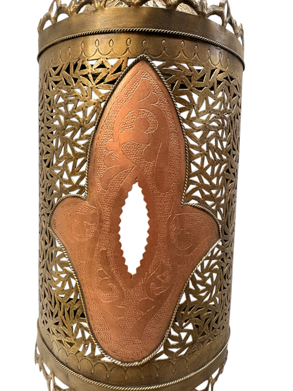 Brass Lantern Sconce with Glass Center