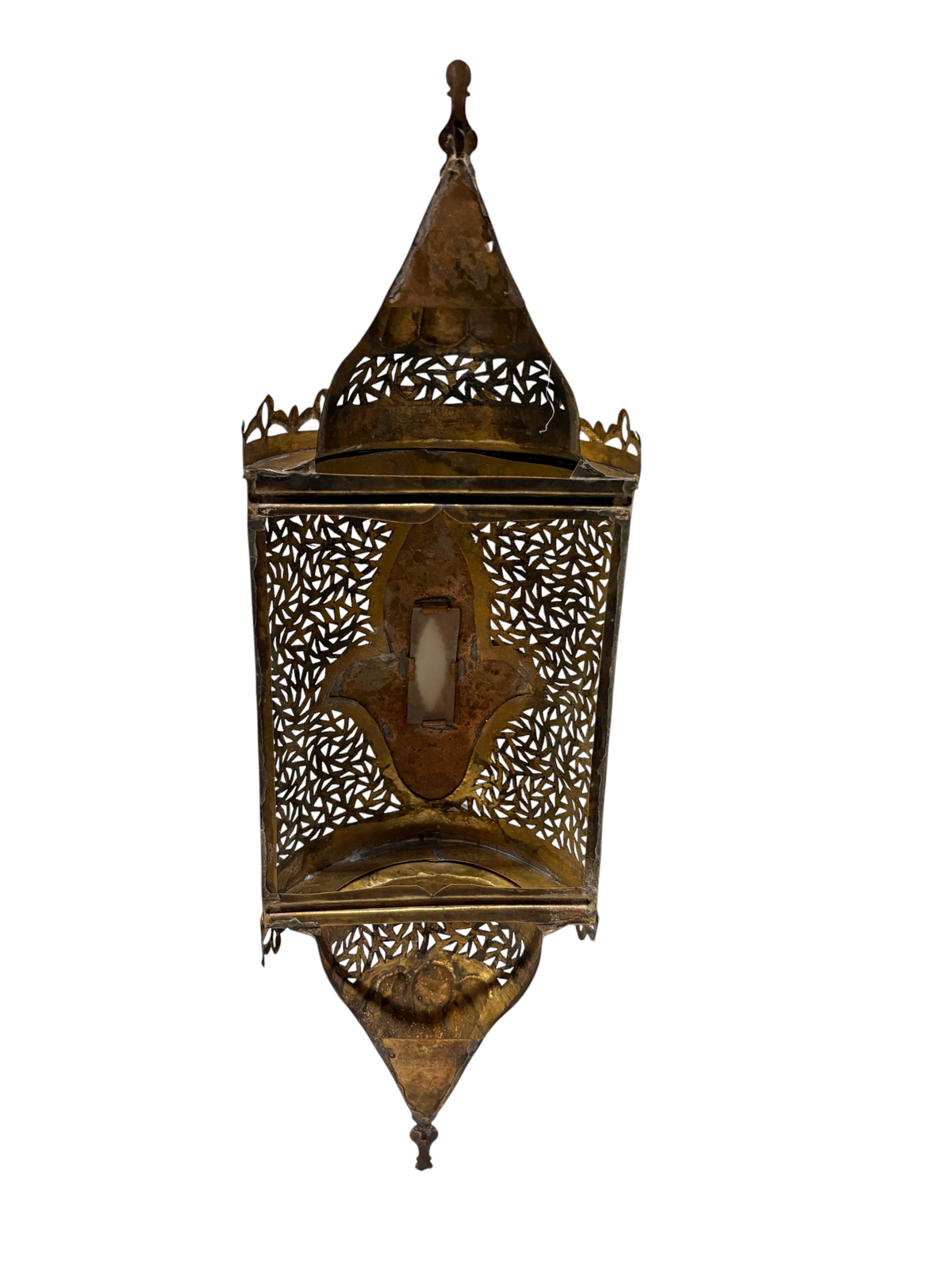 Brass Lantern Sconce with Glass Center