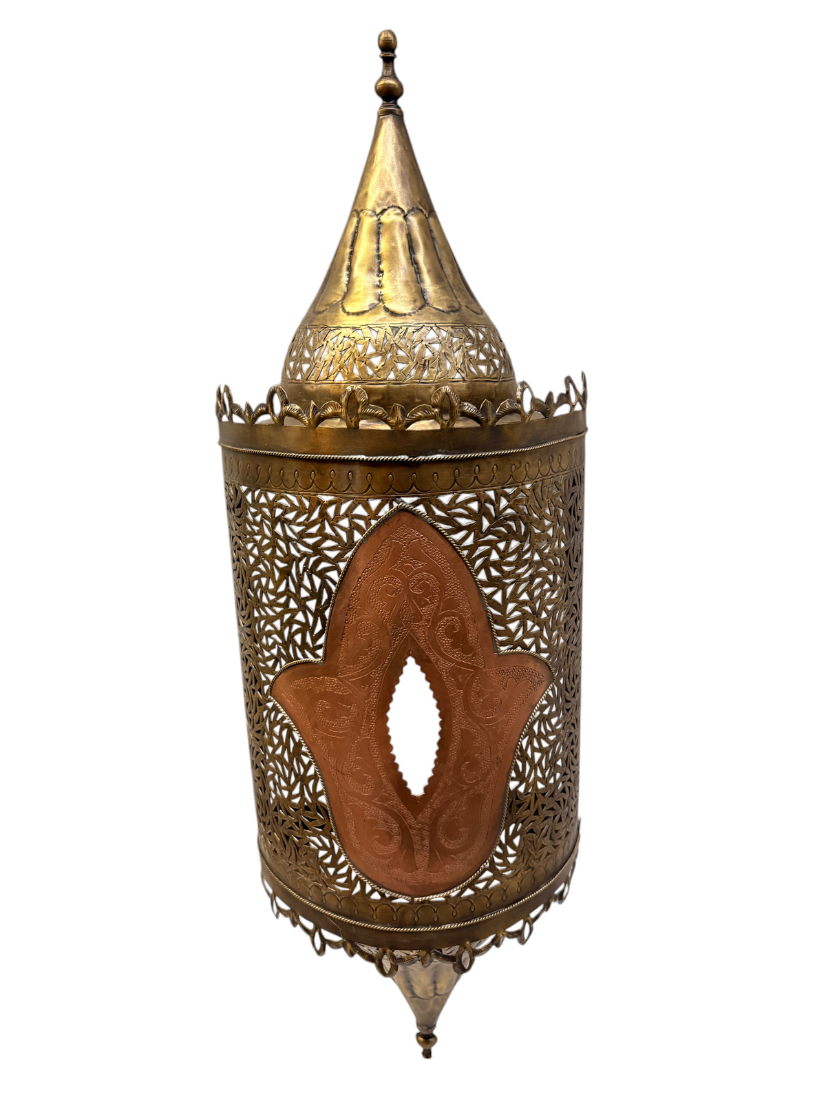 Brass Lantern Sconce with Glass Center