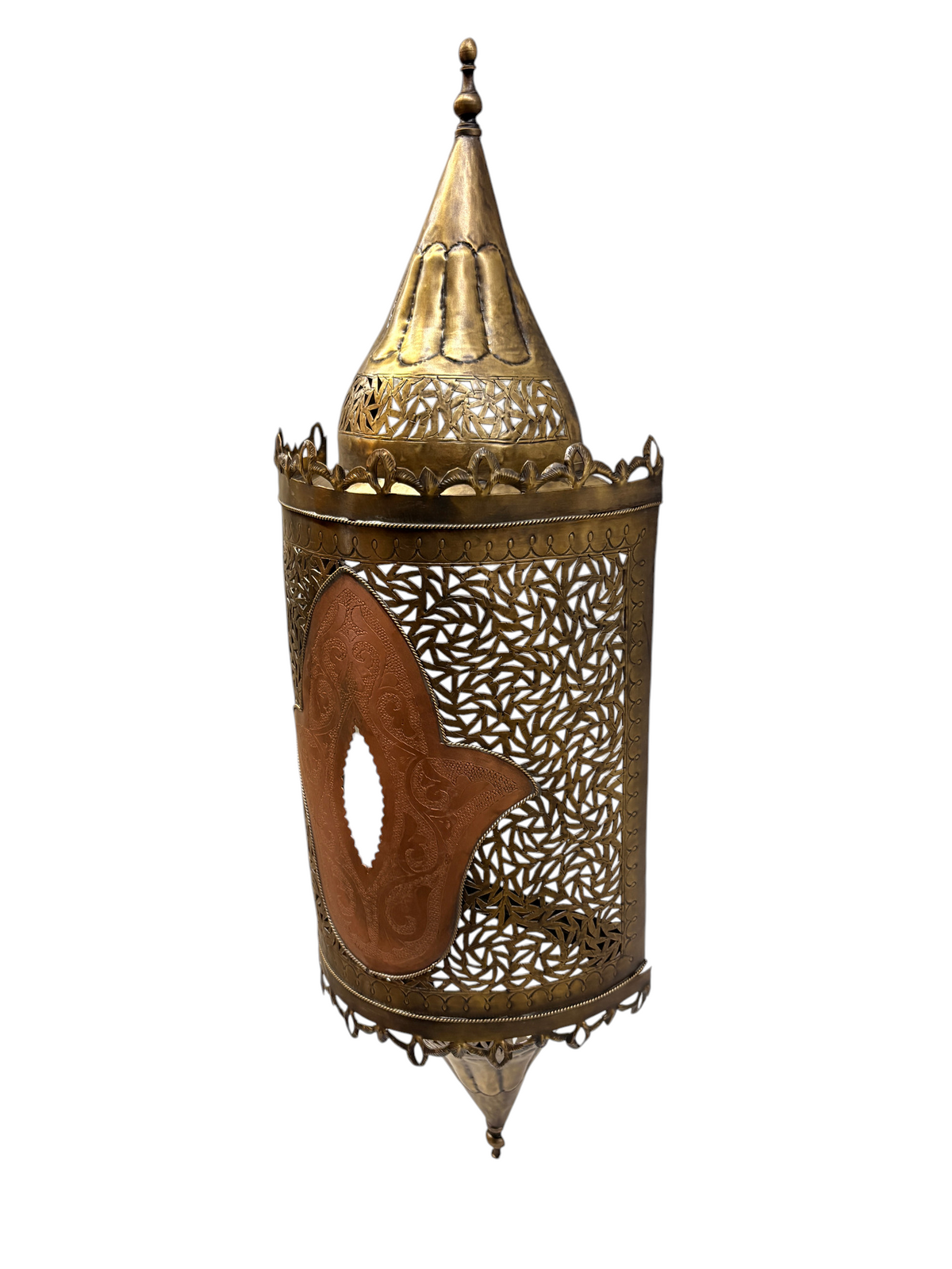 Brass Lantern Sconce with Glass Center