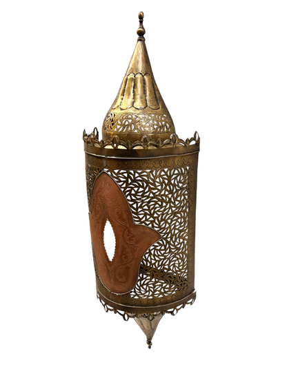 Brass Lantern Sconce with Glass Center