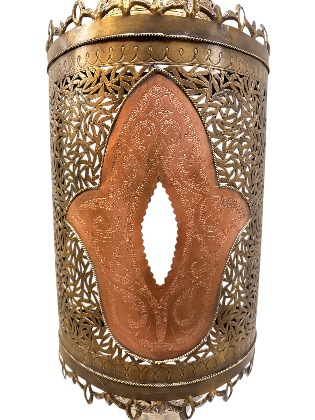 Brass Lantern Sconce with Glass Center