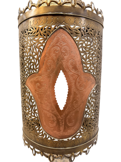 Brass Lantern Sconce with Glass Center