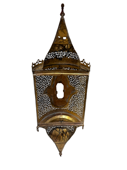 Brass Lantern Sconce with Glass Center