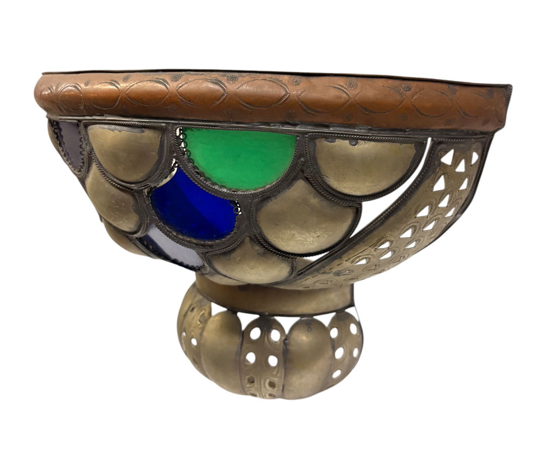 Silver-Plated Brass Scalloped Basket Sconce