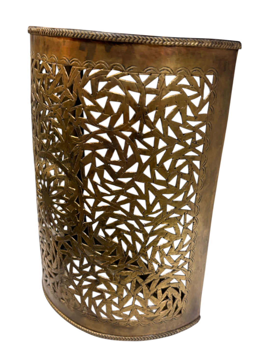 Brass Basketweave Cylinder Sconce