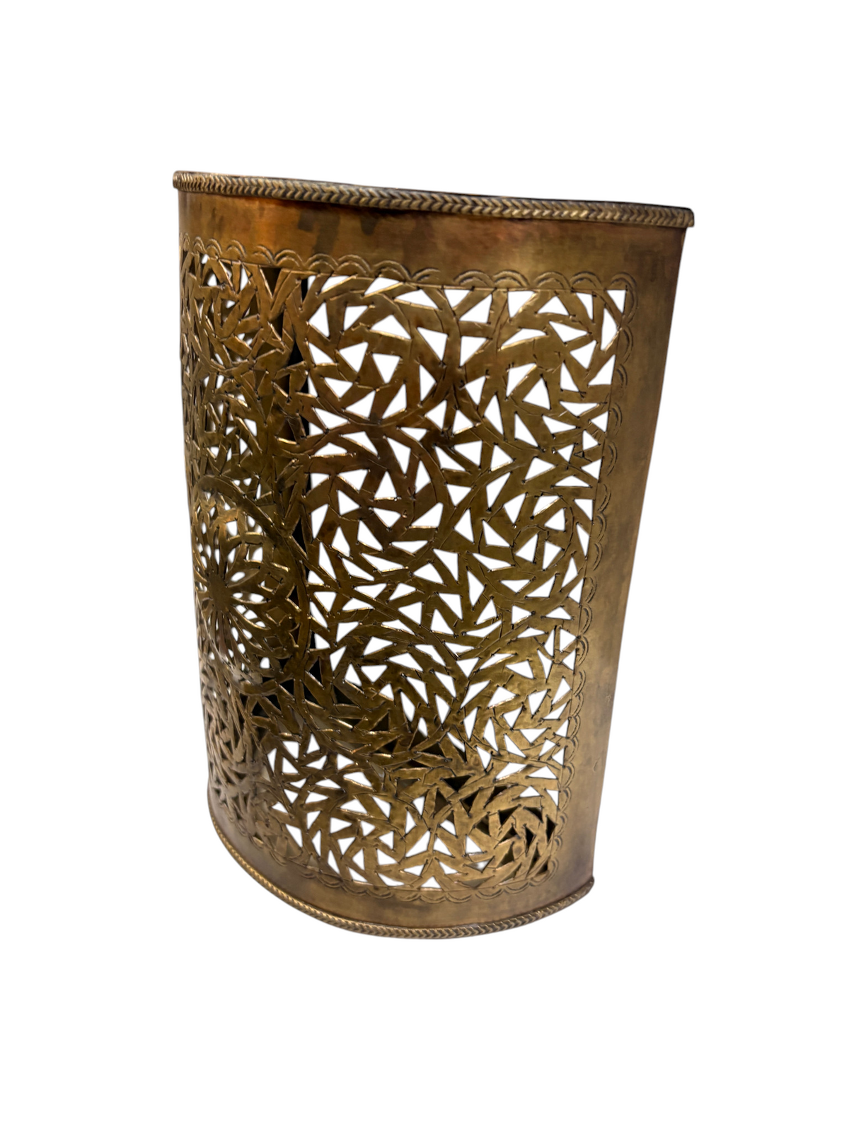 Brass Basketweave Cylinder Sconce