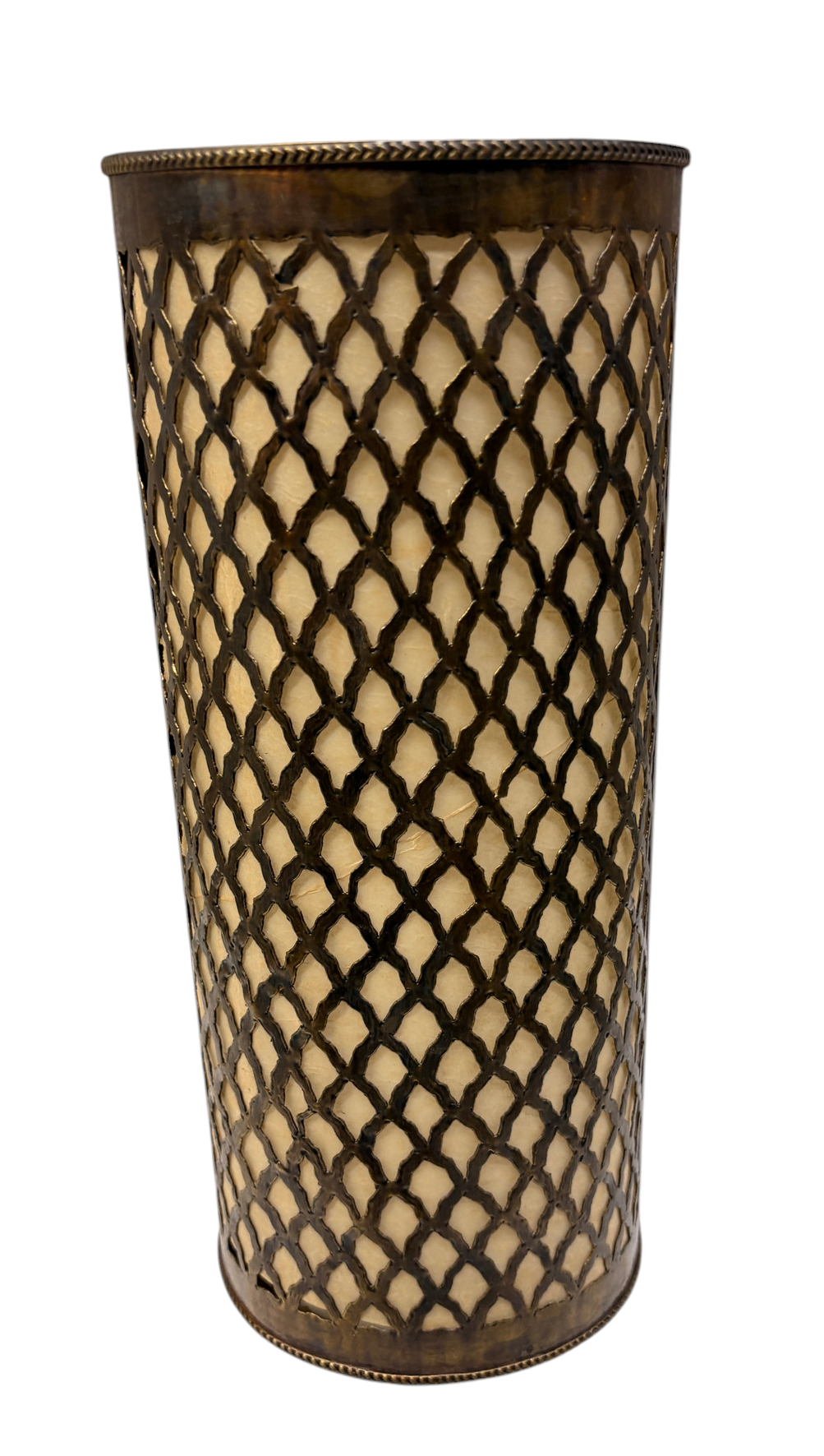 Brass Lattice Cylinder Sconce
