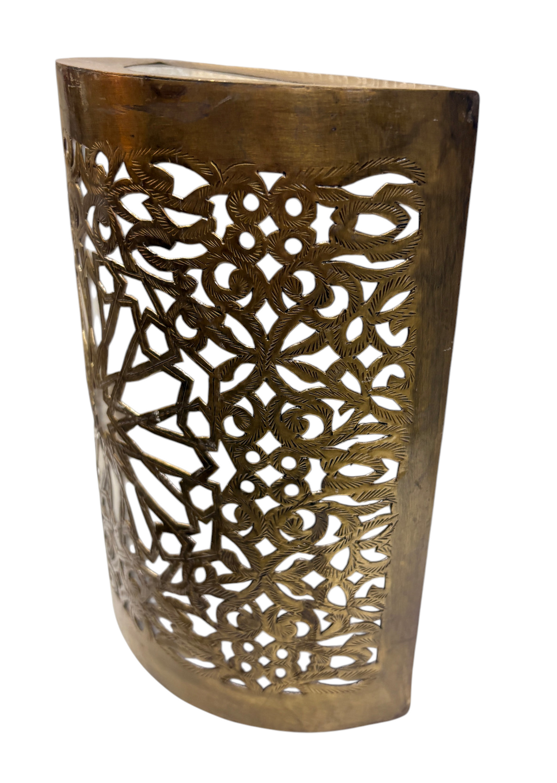 Brass Cylinder Sconce with Radiating Medallion