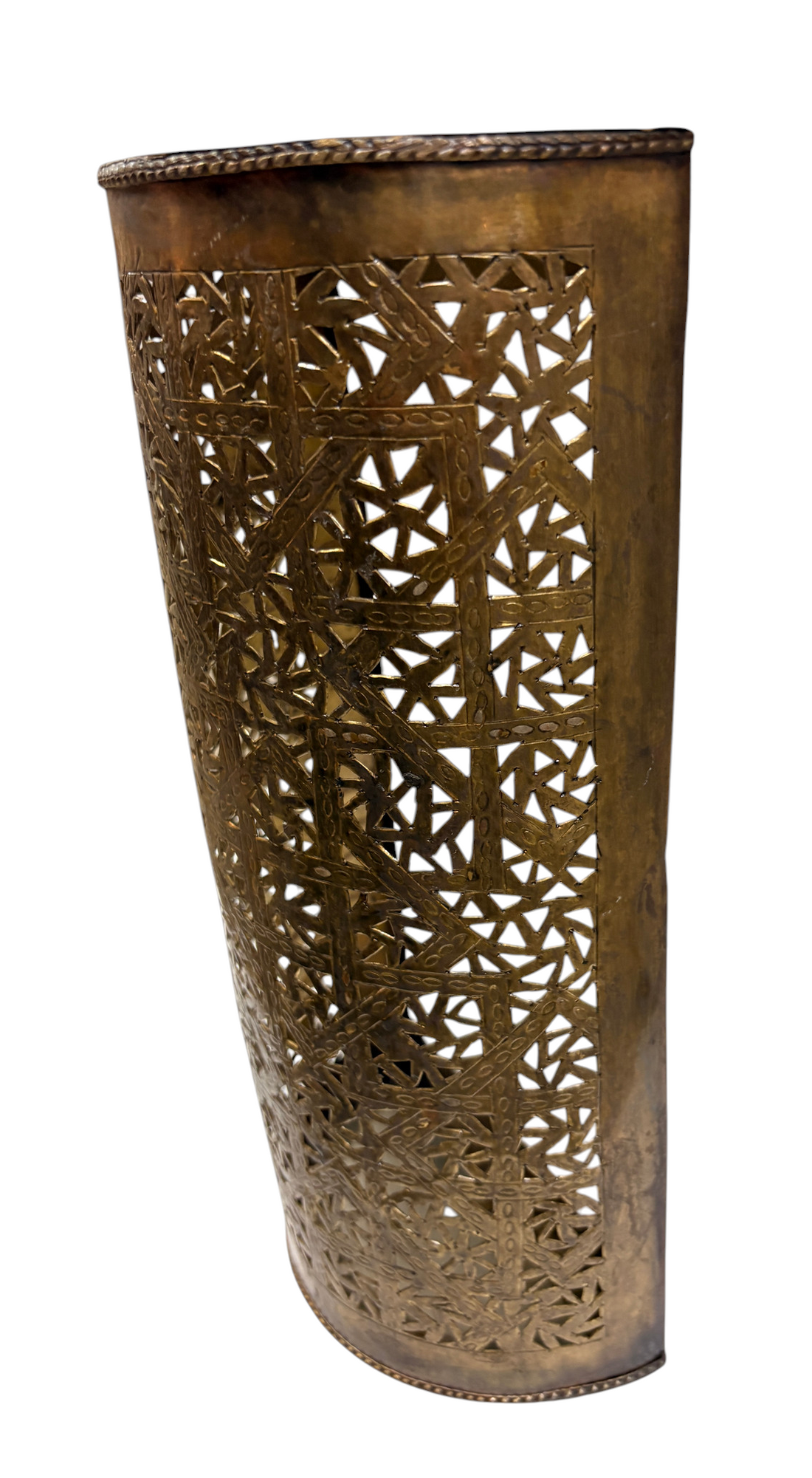 Brass Cylinder Sconce with All-Over Vine Piercing