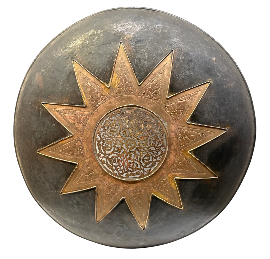 Sunburst Shield Sconce with Etched Medallion