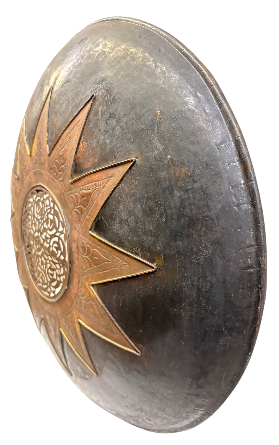 Sunburst Shield Sconce with Etched Medallion