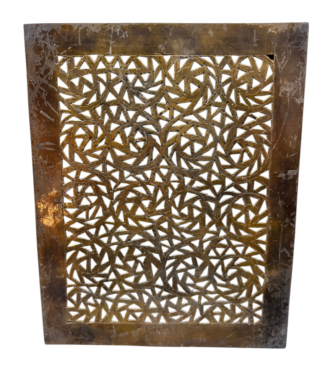 Rectangular Brass Leaf Panel Sconce