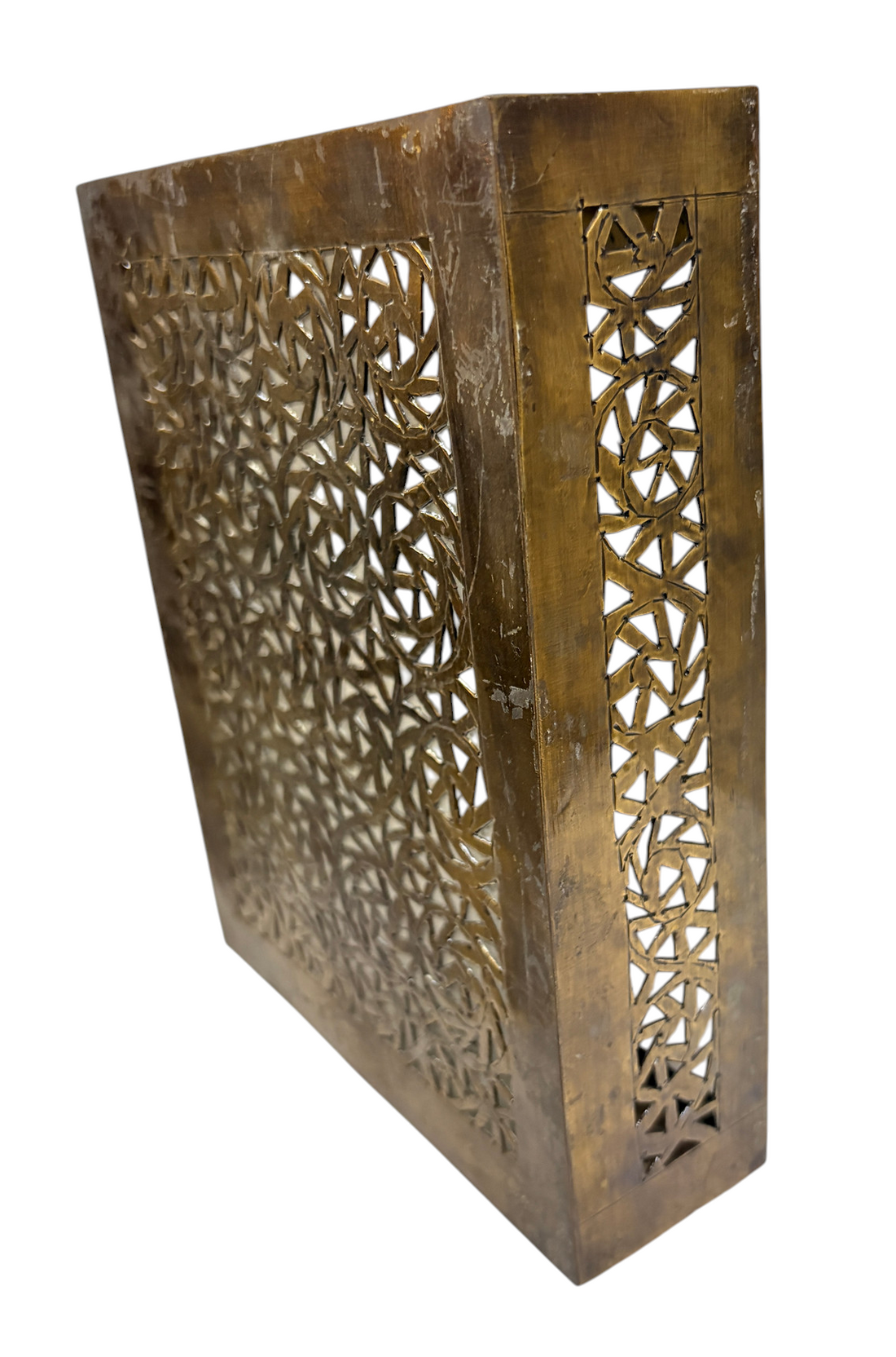 Rectangular Brass Leaf Panel Sconce