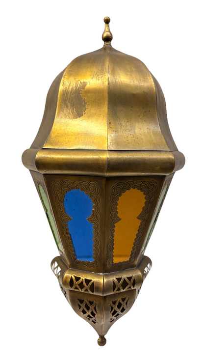 Brass Wall Sconce with Multi Color Glass