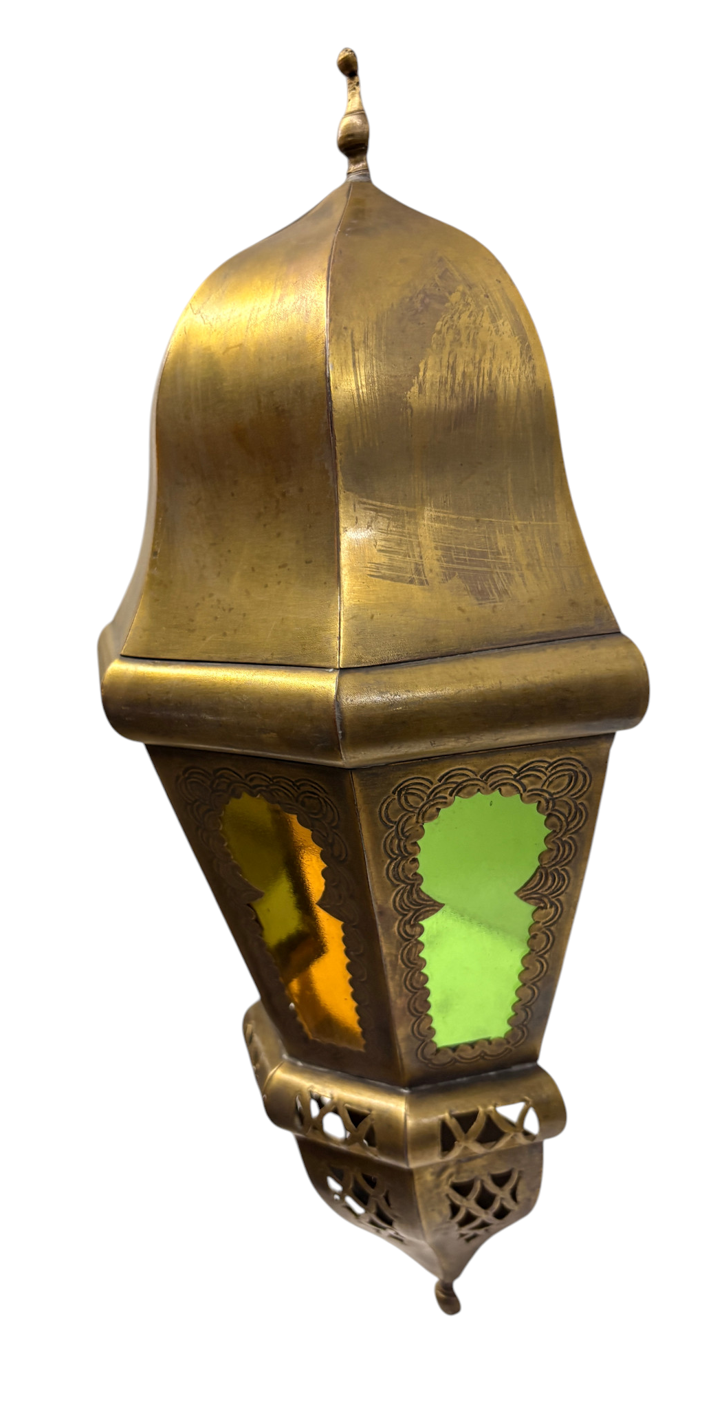Brass Wall Sconce with Multi Color Glass