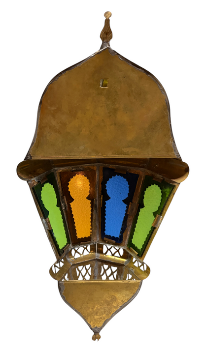 Brass Wall Sconce with Multi Color Glass