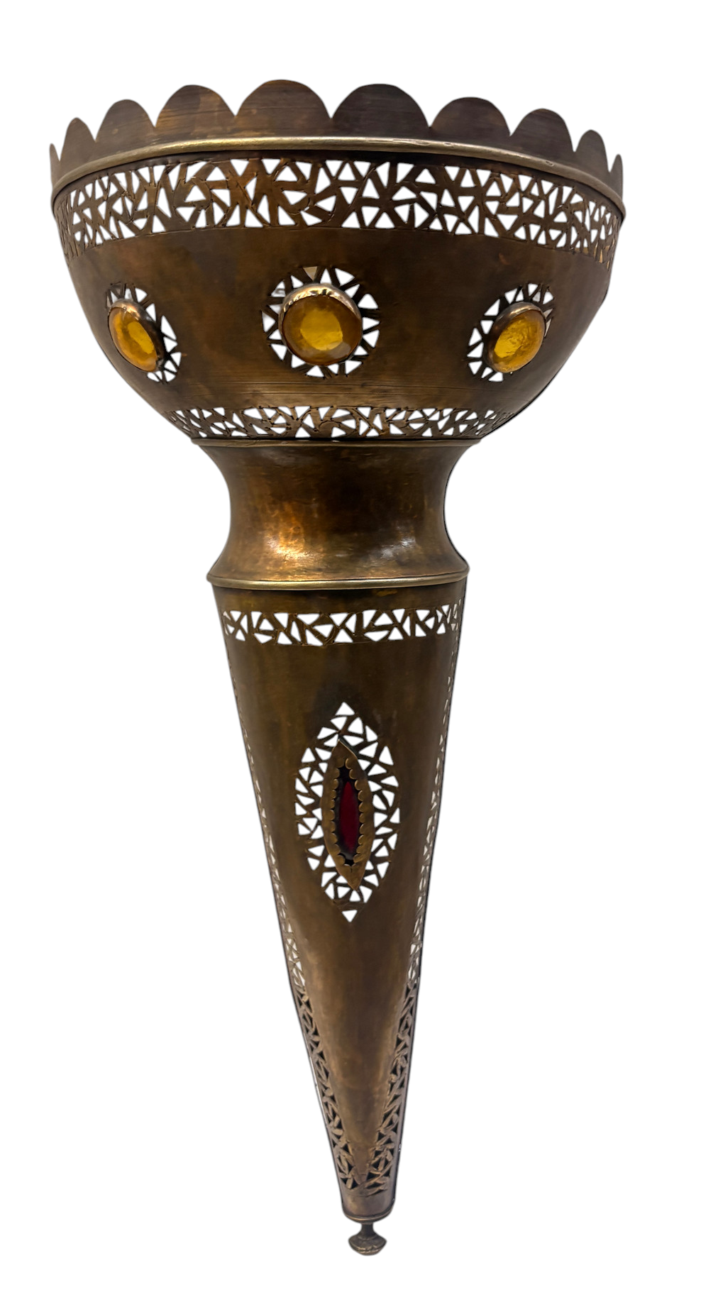 Tall Brass and Silver Wall Sconce