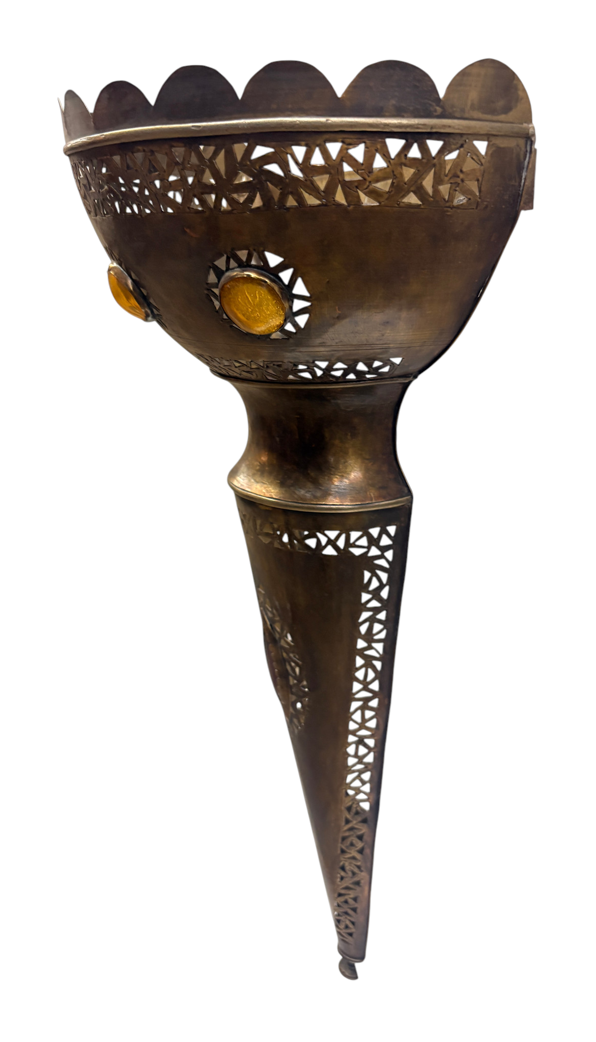 Tall Brass and Silver Wall Sconce