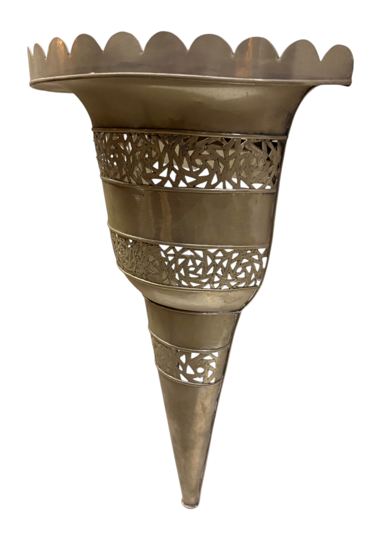 Scalloped Rim Banded Cone Sconce