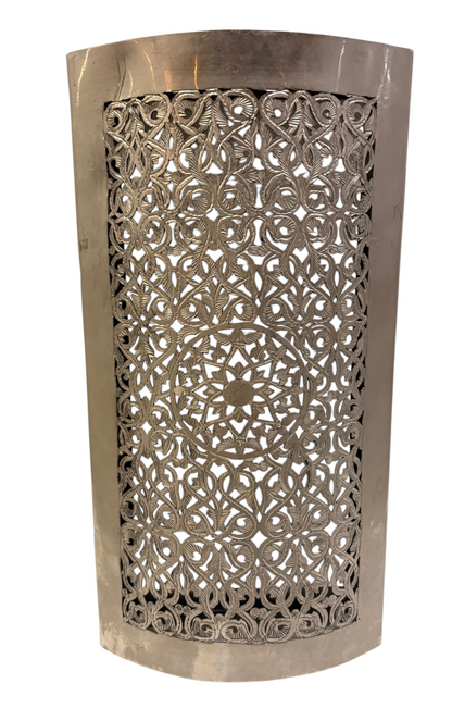 Silver-Plated Oval Lattice Sconce