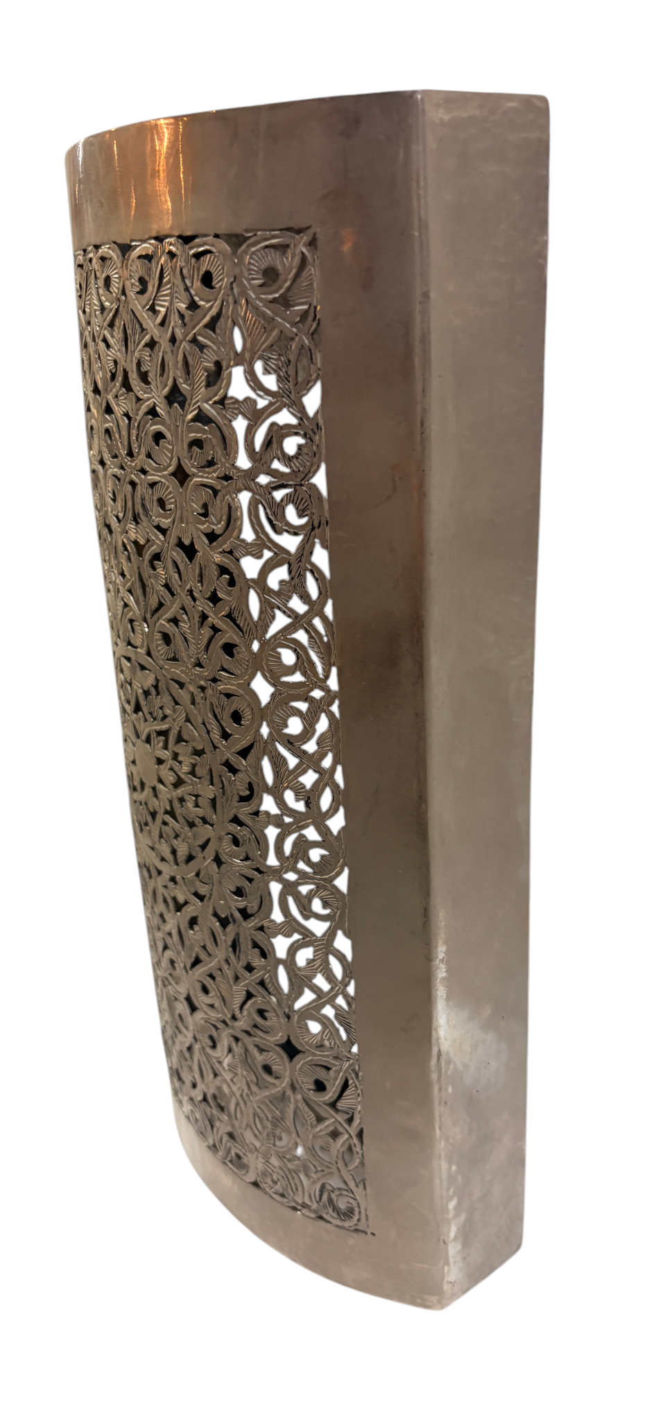 Silver-Plated Oval Lattice Sconce