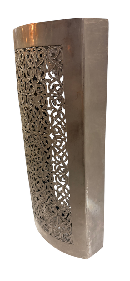 Silver-Plated Oval Lattice Sconce