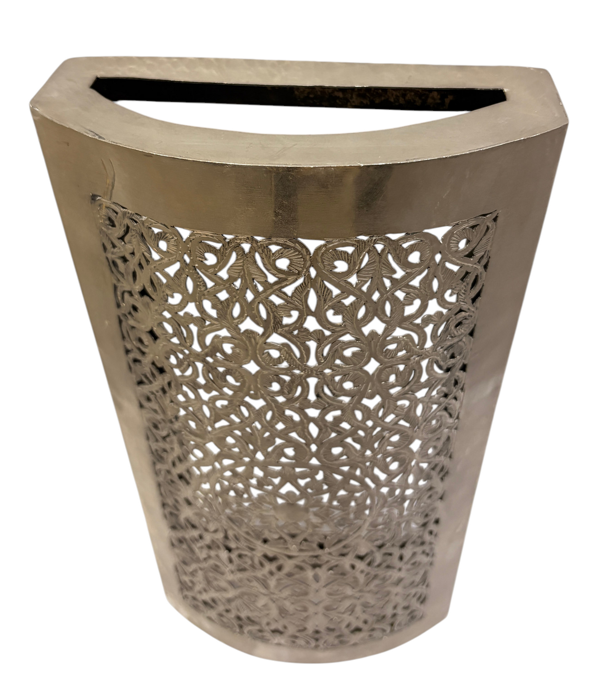 Silver-Plated Oval Lattice Sconce