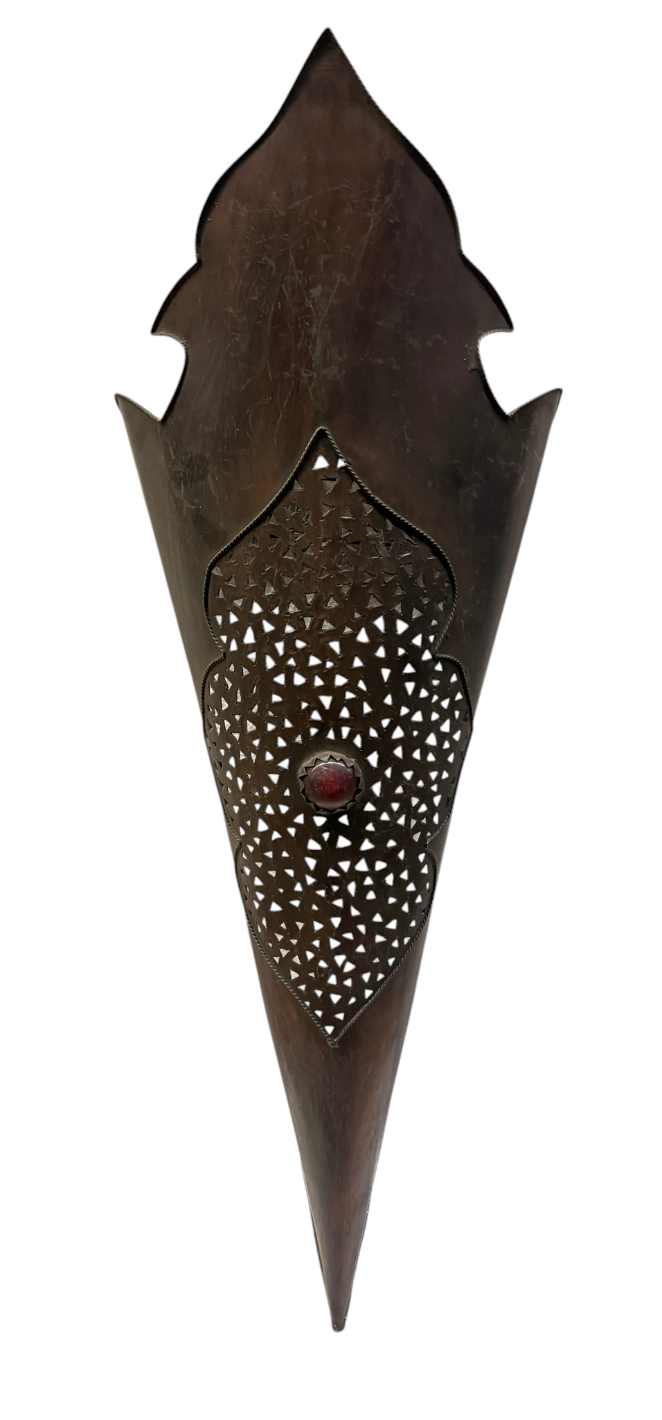 Copper Crested Cone Sconce with Medallion Accent