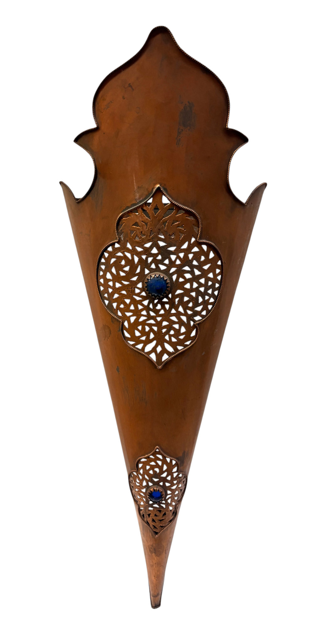 Copper Crested Cone Sconce with Medallion Accent