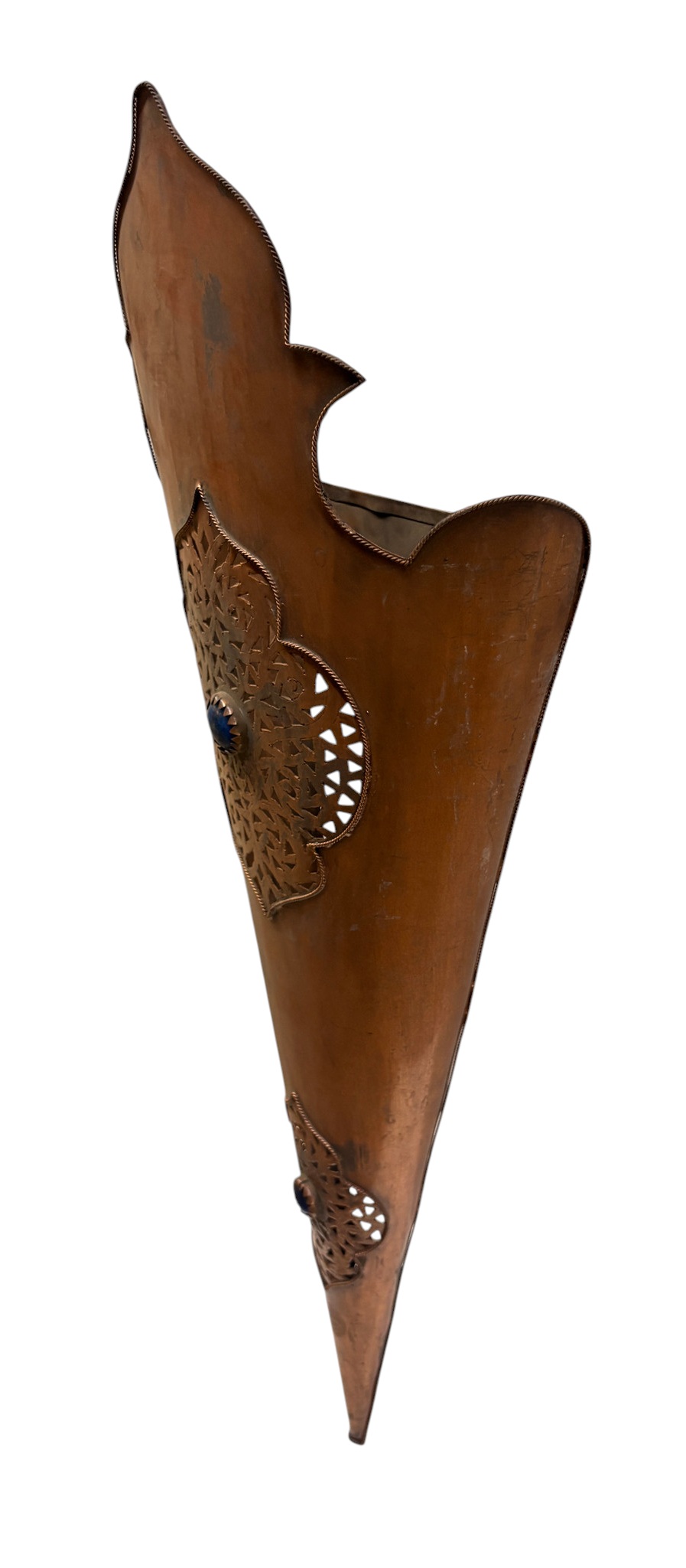 Copper Crested Cone Sconce with Medallion Accent