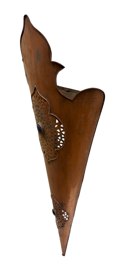 Copper Crested Cone Sconce with Medallion Accent